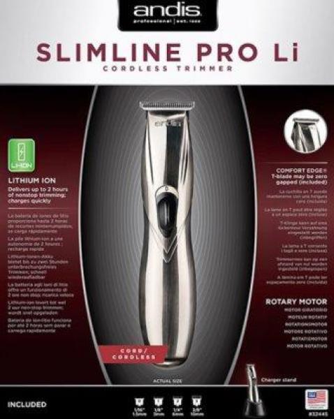 Andis Slimline Cord or Cordless Trimmer Pro Li With Accessories Chrome Andis