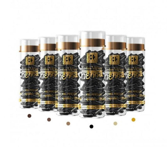 Brow Code Dark Brown Henna Powder 50 Capsules x 125MG Indus Valley