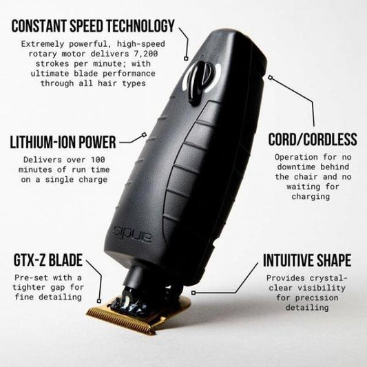 Andis Professional Gtx EXO Cordless Trimmer Accessories Black Andis