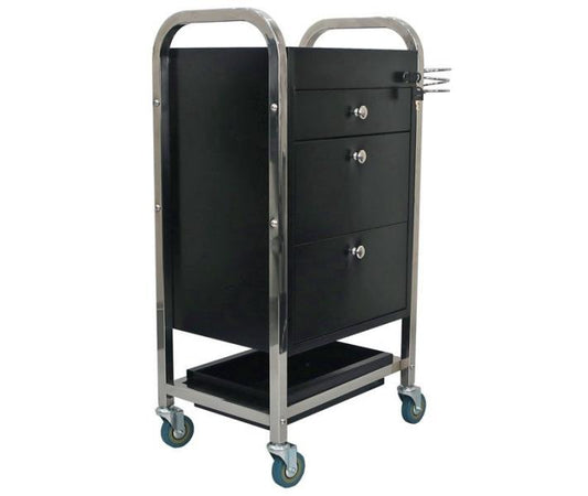 Elvis Hair Dressing Trolley Metal With Locking System Black