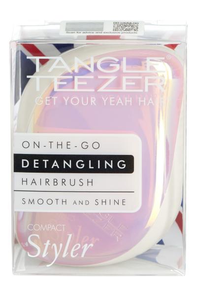 Tangle Teezer Holographic Pink On The Go Compact Styler Detangling Brush Smooth And Shine