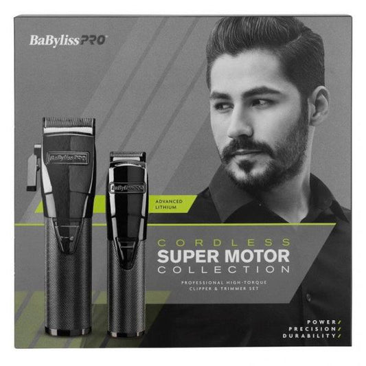 Babyliss Pro FX Black Metal Lithium Clipper And Trimmer Set Duo Babyliss