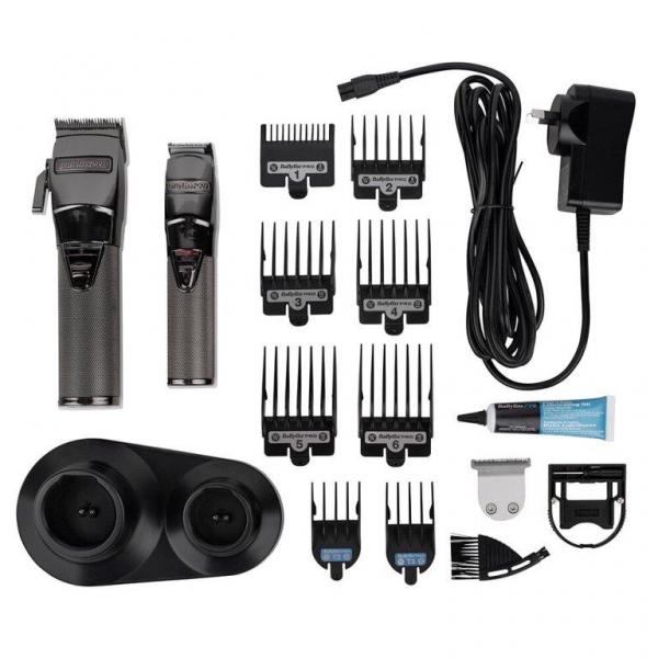 Babyliss Pro FX Black Metal Lithium Clipper And Trimmer Set Duo Babyliss