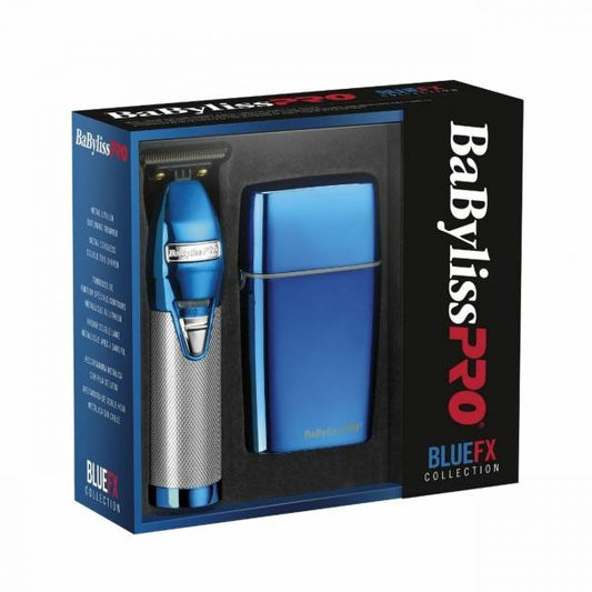 Babyliss Pro FX Double Blue Chrome Foil Shaver And Metal Lithium Trimmer Babyliss