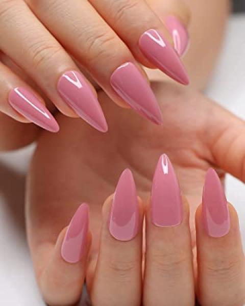 Indiana Nails Stiletto Tips Mid Pink Blunt Point No Well Coffin Finish 100 Count Indiana Nails