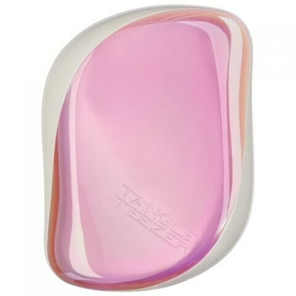 Tangle Teezer Holographic Pink On The Go Compact Styler Detangling Brush Smooth And Shine Tangle Teezer