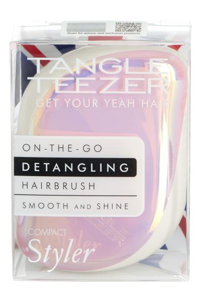 Tangle Teezer Holographic Pink On The Go Compact Styler Detangling Brush Smooth And Shine Tangle Teezer