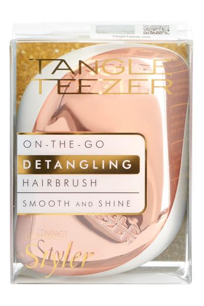Tangle Teezer Rose Gold Chrome On The Go Compact Styler Detangling Brush Smooth And Shine Tangle Teezer