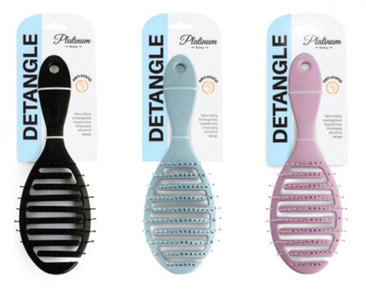 Platinum Styling Detangle Sky Powder Pink Wheat Fibre Brush Antistatic Brushworx