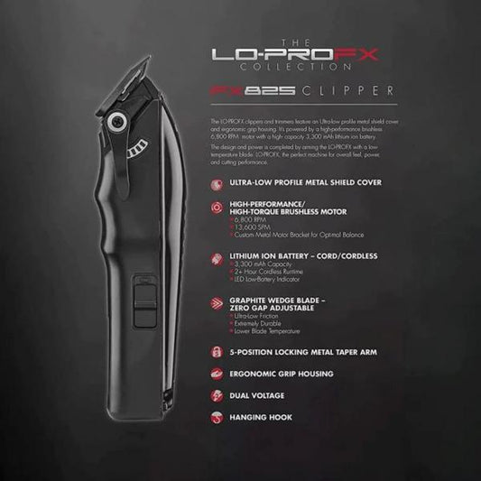 Babyliss Pro Lo Pro FX Black Metal Lithium Clipper Babyliss