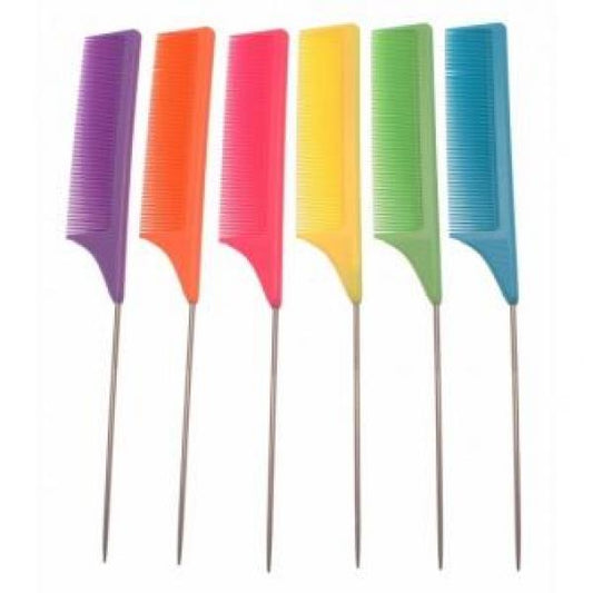 Santorini Metal Tail Combs Candy Colours Six Pack