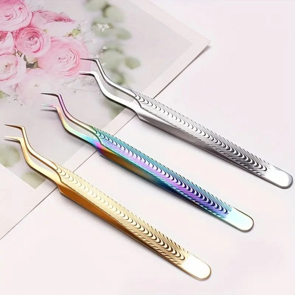 Georgia Ella Cosmetics Lash Tweezers For Applying Or Removing Lashes Bent Pointed