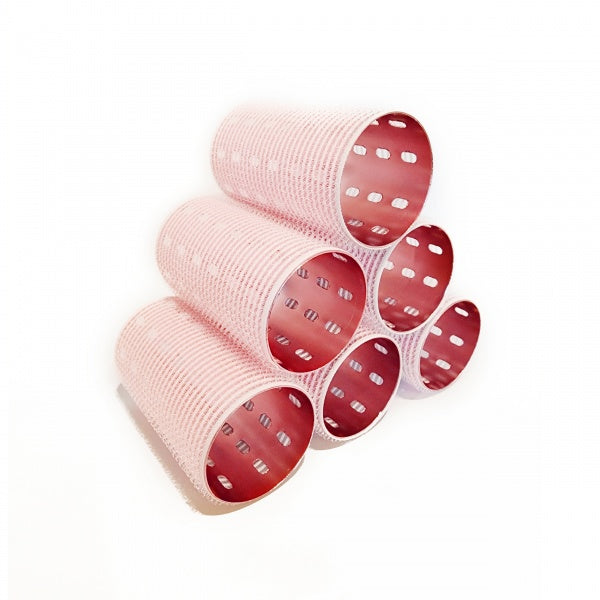Ez Essentials Aluminium Metal Velcro Cling Rollers Pink 50MM Six Per Packet