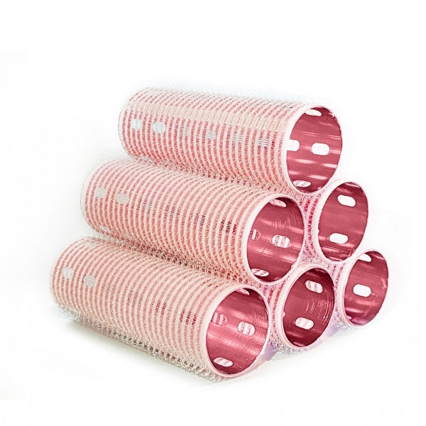 Ez Essentials Aluminium Metal Velcro Cling Rollers Pink 30MM Six Per Packet