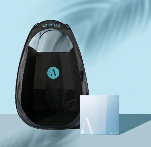 Azure Tan Tanning Tent Black Clear Top Full Size Compactable Georgia Ella Cosmetics