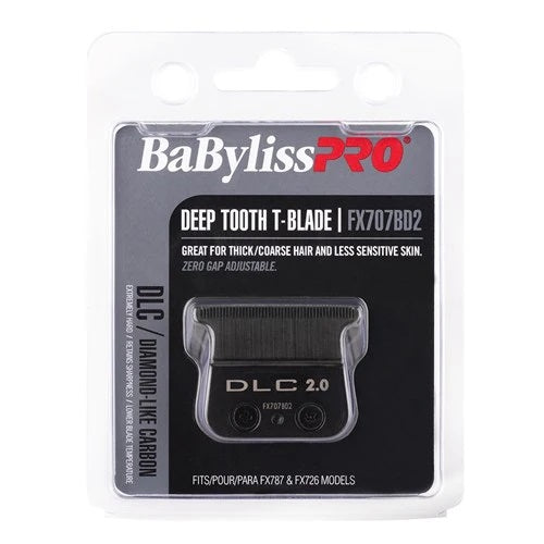 Babyliss Pro Black DLC 2.0 Deep Tooth T Blade Zero Gap Trimmer Blade Set FX707BD2 Babyliss