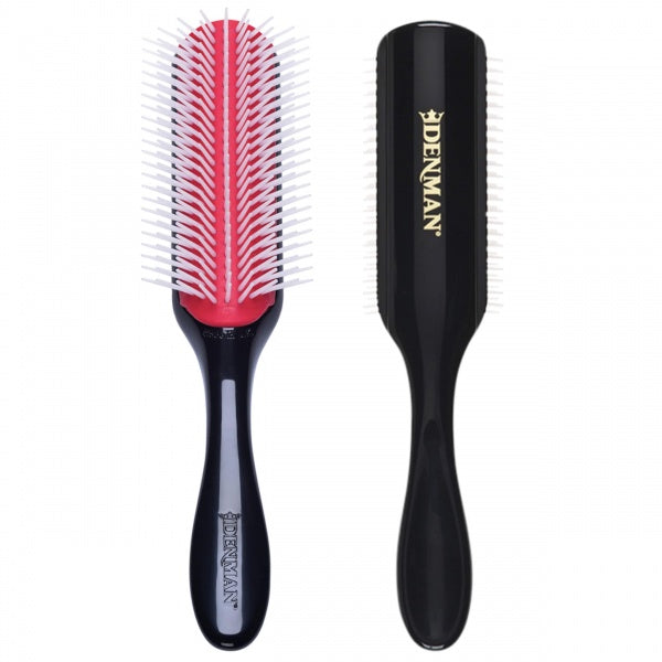 Denman D4 Original Classic Black Gloss Handle With Red Cushion Styling Brush 9 Row Denman