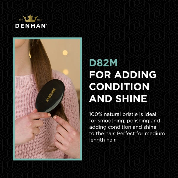 Denman D82M Natural Bristle Medium Cushion Brush Denman
