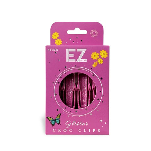 Ezfoil Pink Glitter Croc Clips Four Pack Ezfoil
