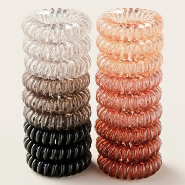 Santorini Plastic Telephone Hair Ring Bobbles Triple Pack Assorted Colours Santorini