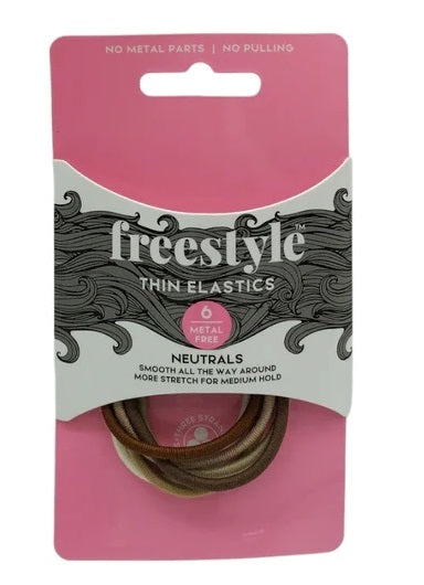 Freestyle Gliders Ponytail Holders Thin Metal Free Naturals Six Pieces Freestyle
