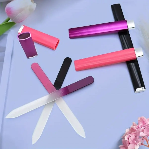 Indiana Nails Glass File Medium Two Sided In Holder Assorted Colours Indiana Nails