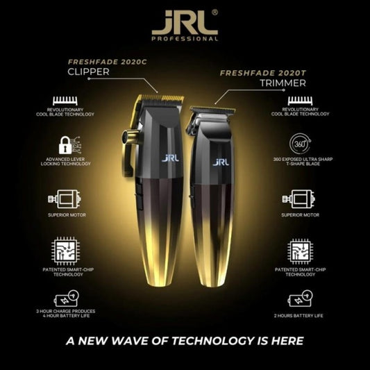 JRL FreshFade Duo 2020 Clipper And Trimmer Set Gold Collection JRL