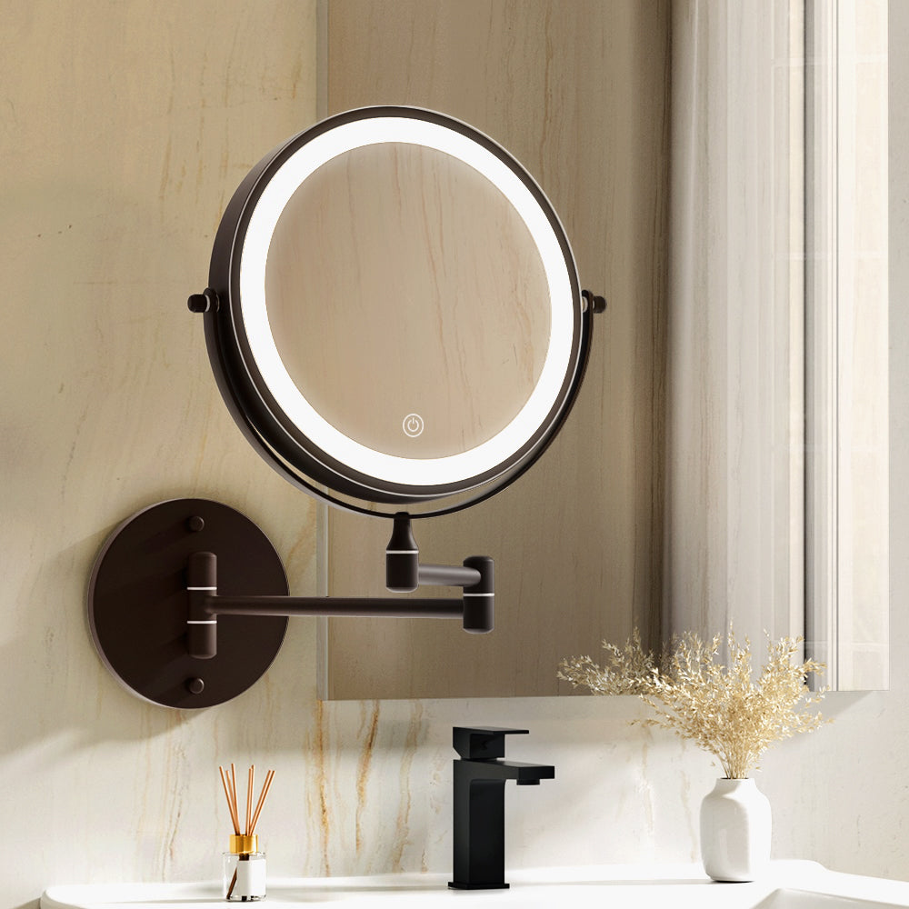 Embellir Extendable Makeup Mirror 10X Magnifying Double-Sided Bathroom Brown Finishing Touch Body Hair And Beauty Supplies