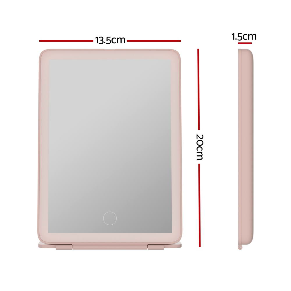 Embellir Compact Makeup Mirror w/ LED Light Portable Foldable Travel Beauty Pink Finishing Touch Body Hair And Beauty Supplies