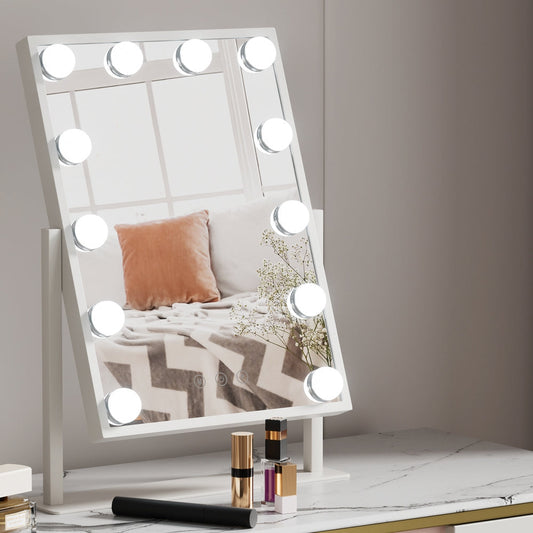 Embellir Makeup Mirror 30x41cm Hollywood Vanity with LED Light Rotation Tabletop Finishing Touch Body Hair And Beauty Supplies