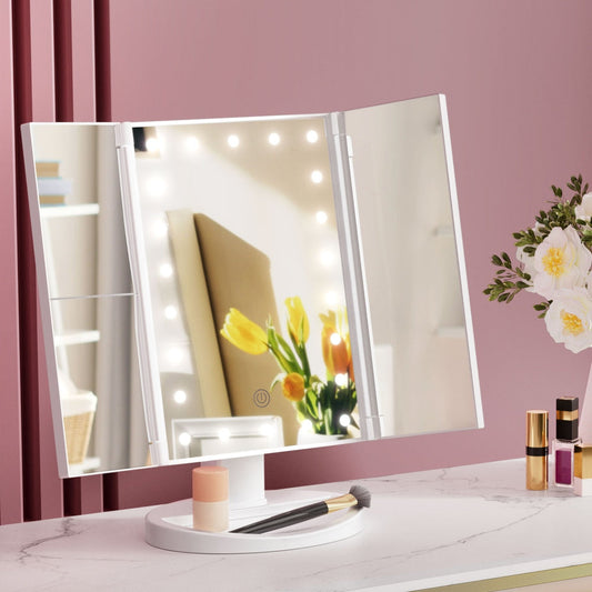 Embellir Tri-fold Makeup Mirror 1X2X3X Magnifying with LED Light Travel Portable Finishing Touch Body Hair And Beauty Supplies