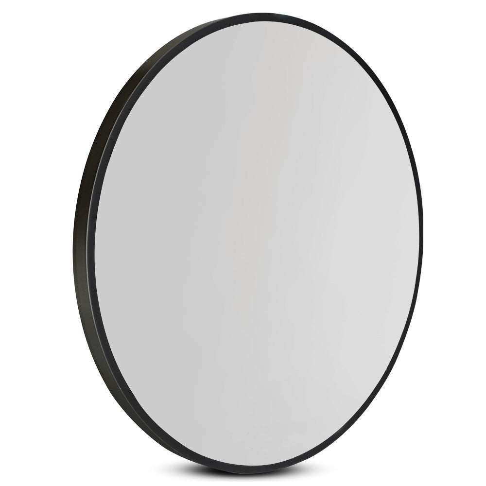 Embellir Wall Mirror Makeup 70cm Home Decor Framed Mirrors Bathroom Round Black Finishing Touch Body Hair And Beauty Supplies