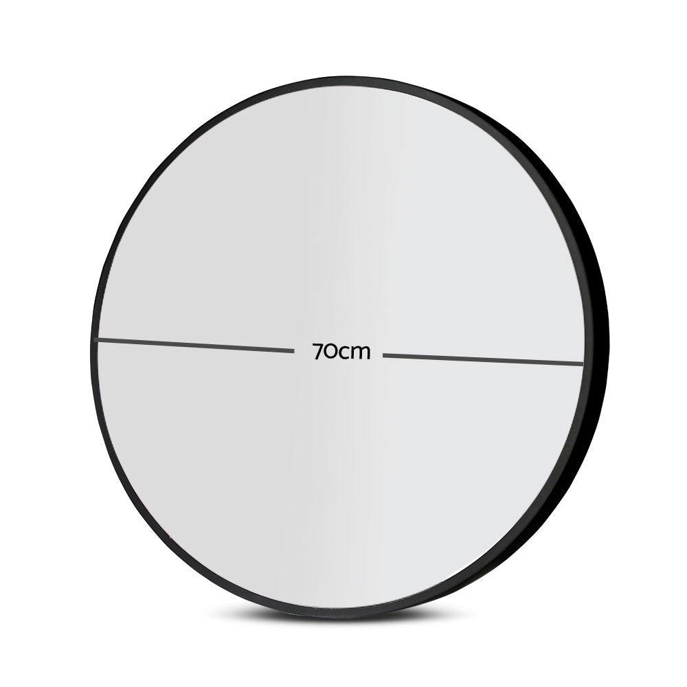 Embellir Wall Mirror Makeup 70cm Home Decor Framed Mirrors Bathroom Round Black Finishing Touch Body Hair And Beauty Supplies