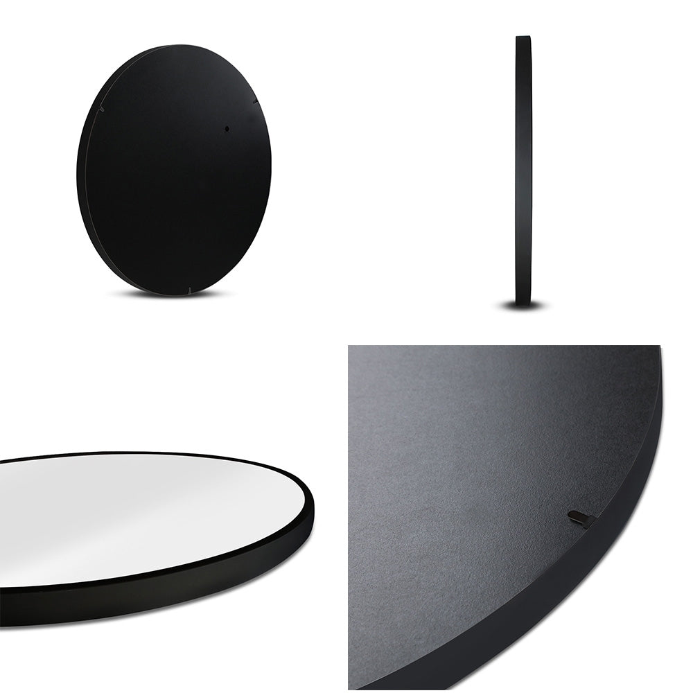 Embellir Wall Mirror Makeup 70cm Home Decor Framed Mirrors Bathroom Round Black Finishing Touch Body Hair And Beauty Supplies