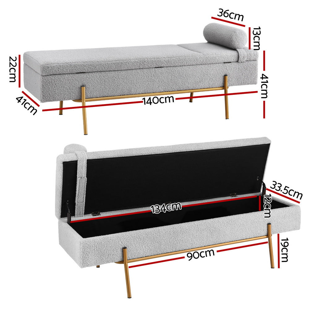 Artiss Storage Ottoman Bed 140cm Pillow Foot Stool Finishing Touch Body Hair And Beauty Supplies