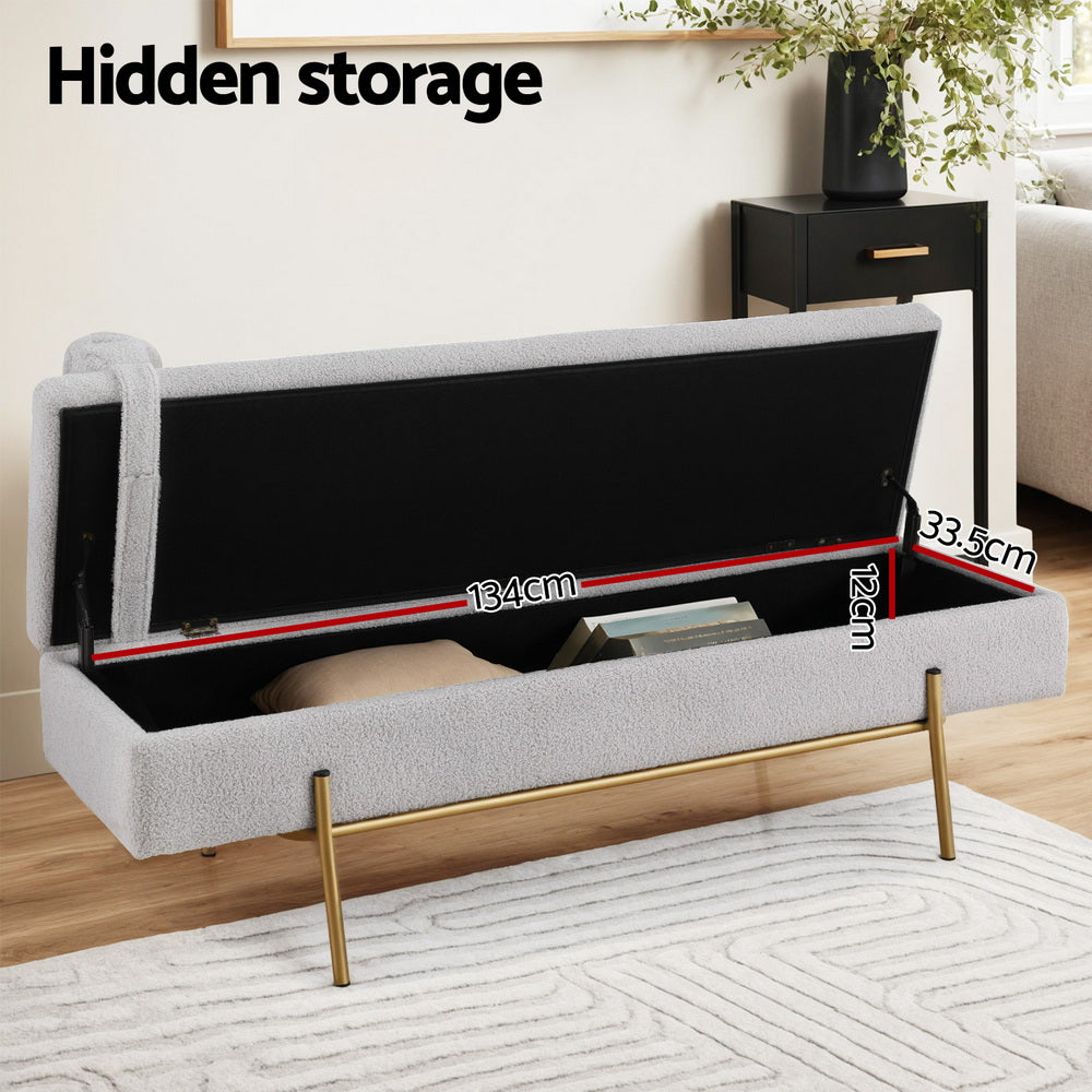 Artiss Storage Ottoman Bed 140cm Pillow Foot Stool Finishing Touch Body Hair And Beauty Supplies