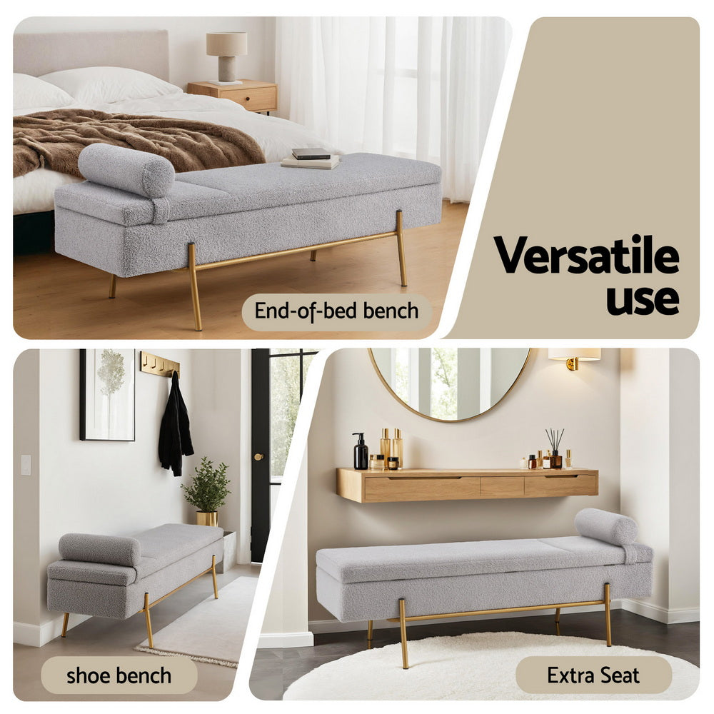 Artiss Storage Ottoman Bed 140cm Pillow Foot Stool Finishing Touch Body Hair And Beauty Supplies