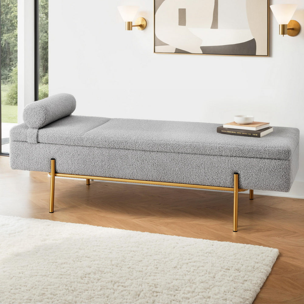 Artiss Storage Ottoman Bed 140cm Pillow Foot Stool Finishing Touch Body Hair And Beauty Supplies