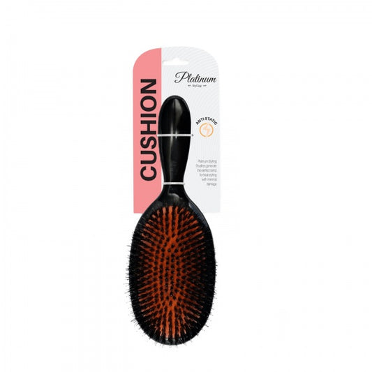 Platinum Paddle Brush Cushion Boar Bristle And Nylon Black Antistatic Platinum