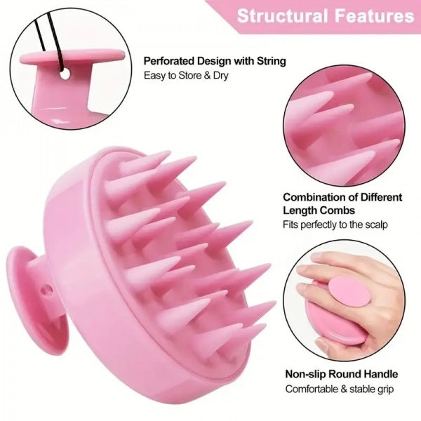 Ftw Silicon Massage Scalp Cleaning Shampoo Brush Round With Soft Silicon Nodules Assorted Colours Finishing Touch Wangaratta