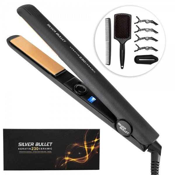 Silver Bullet Keratin 230 Ceramic Straightening Iron Standard Plate 25MM Silver Bullet