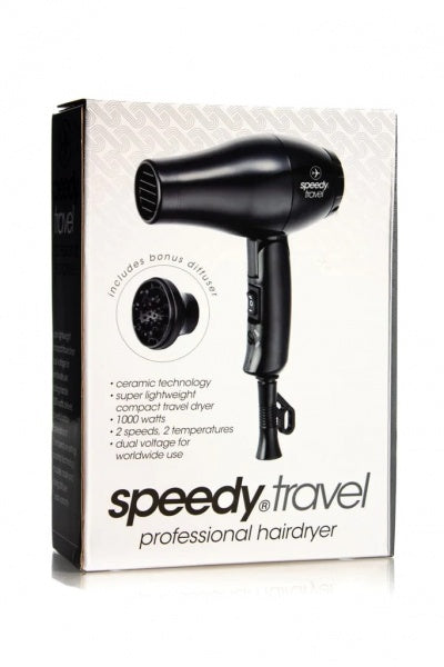 Speedy Travel Dryer Pack Black With Bonus Brush Speedy