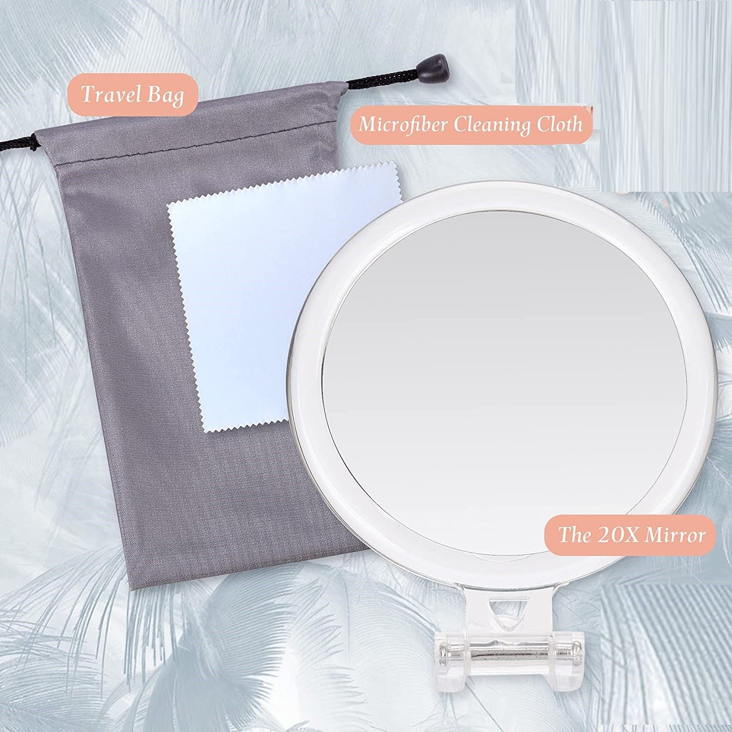 20X Magnifying Hand Mirror Two Sided Use for Makeup Application, Tweezing, and Blackhead/Blemish Removal (15 cm) Finishing Touch Body Hair And Beauty Supplies