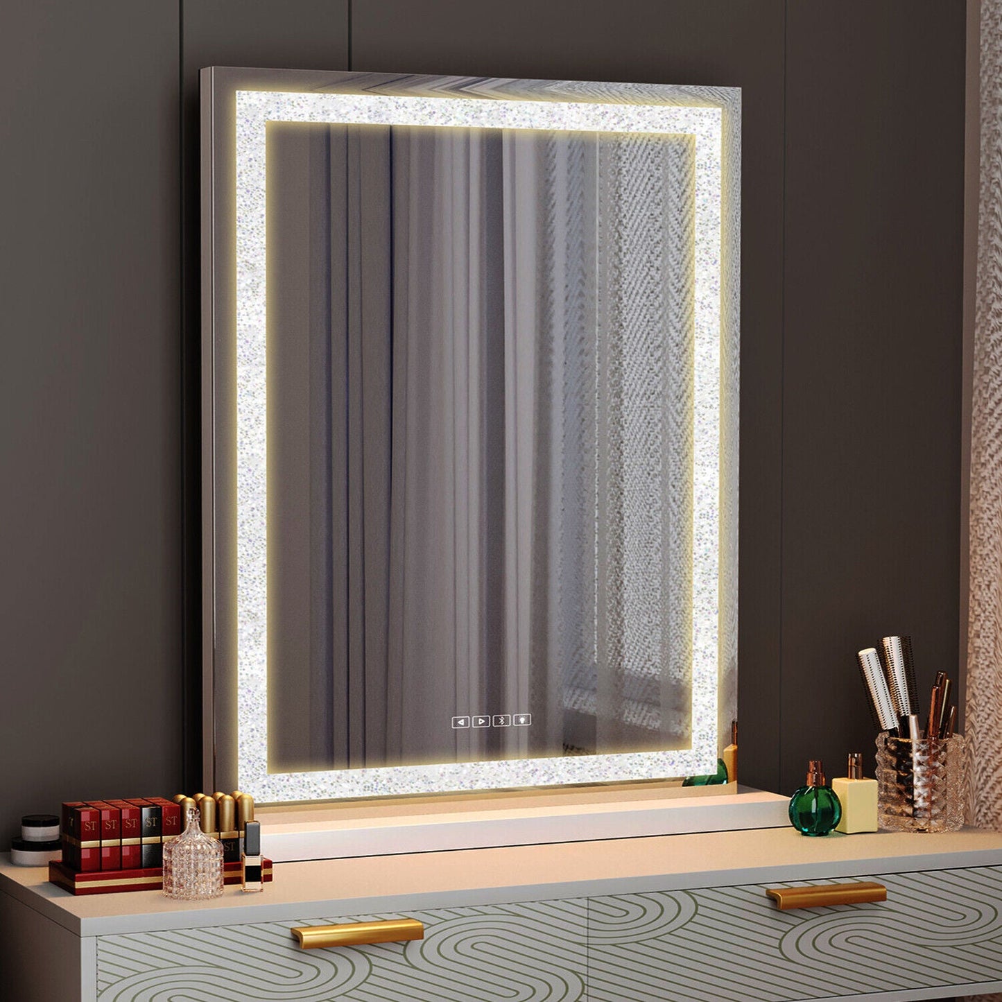 Crystal Vanity Mirror 80CM LED Bluetooth Magnifying Finishing Touch Body Hair And Beauty Supplies