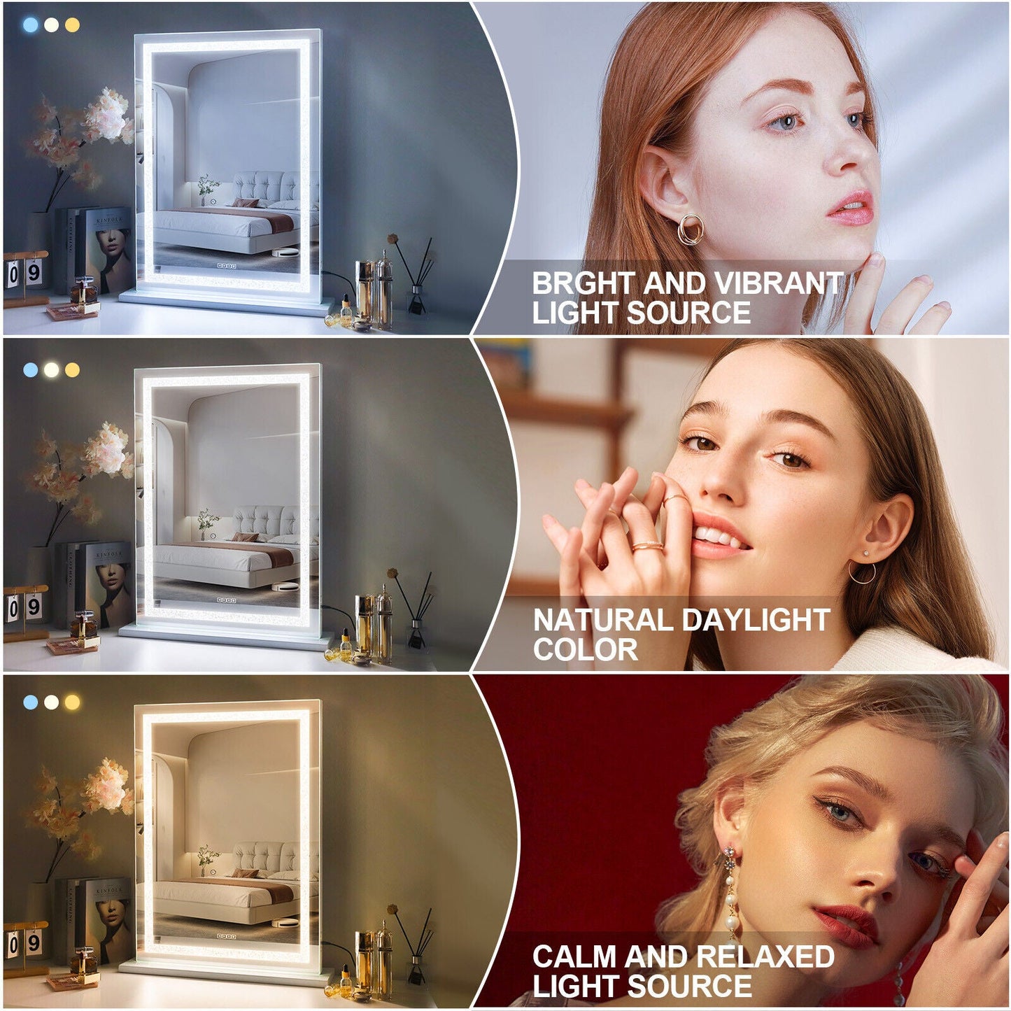 Crystal Vanity Mirror 80CM LED Bluetooth Magnifying Finishing Touch Body Hair And Beauty Supplies