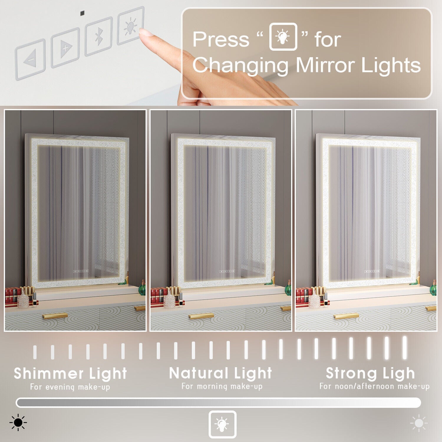 Crystal Vanity Mirror 80CM LED Bluetooth Magnifying Finishing Touch Body Hair And Beauty Supplies