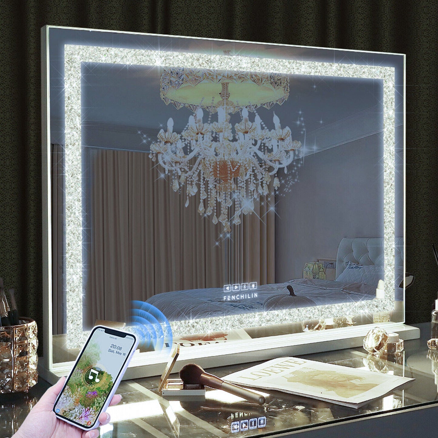 LED Makeup Mirror Bluetooth Touch Sensor Hollywood Vanity Finishing Touch Body Hair And Beauty Supplies
