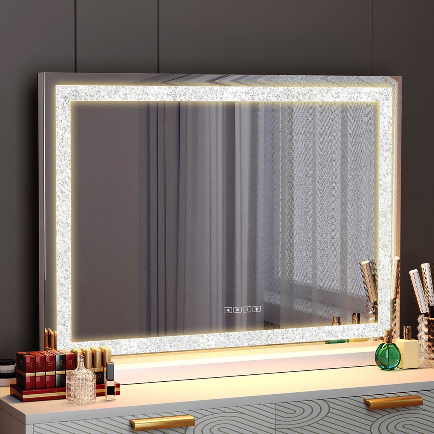 LED Makeup Mirror Bluetooth Touch Sensor Hollywood Vanity Finishing Touch Body Hair And Beauty Supplies