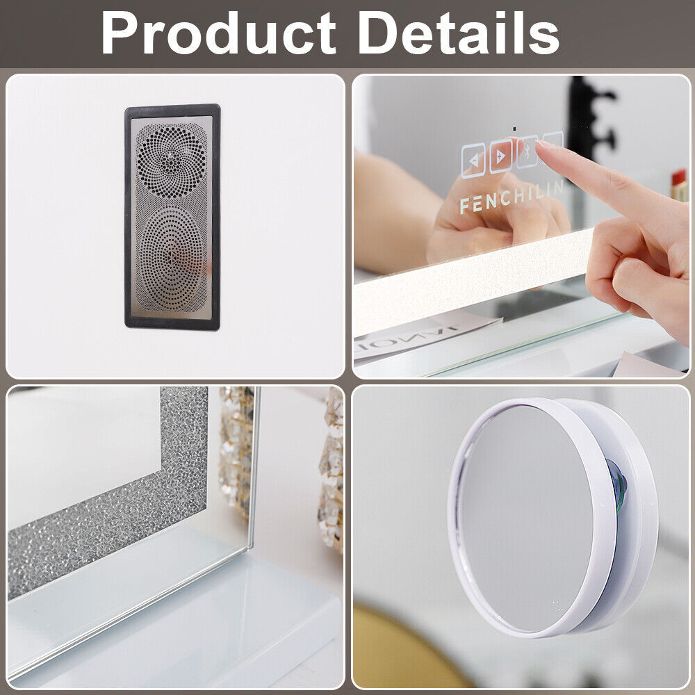 LED Makeup Mirror Bluetooth Touch Sensor Hollywood Vanity Finishing Touch Body Hair And Beauty Supplies