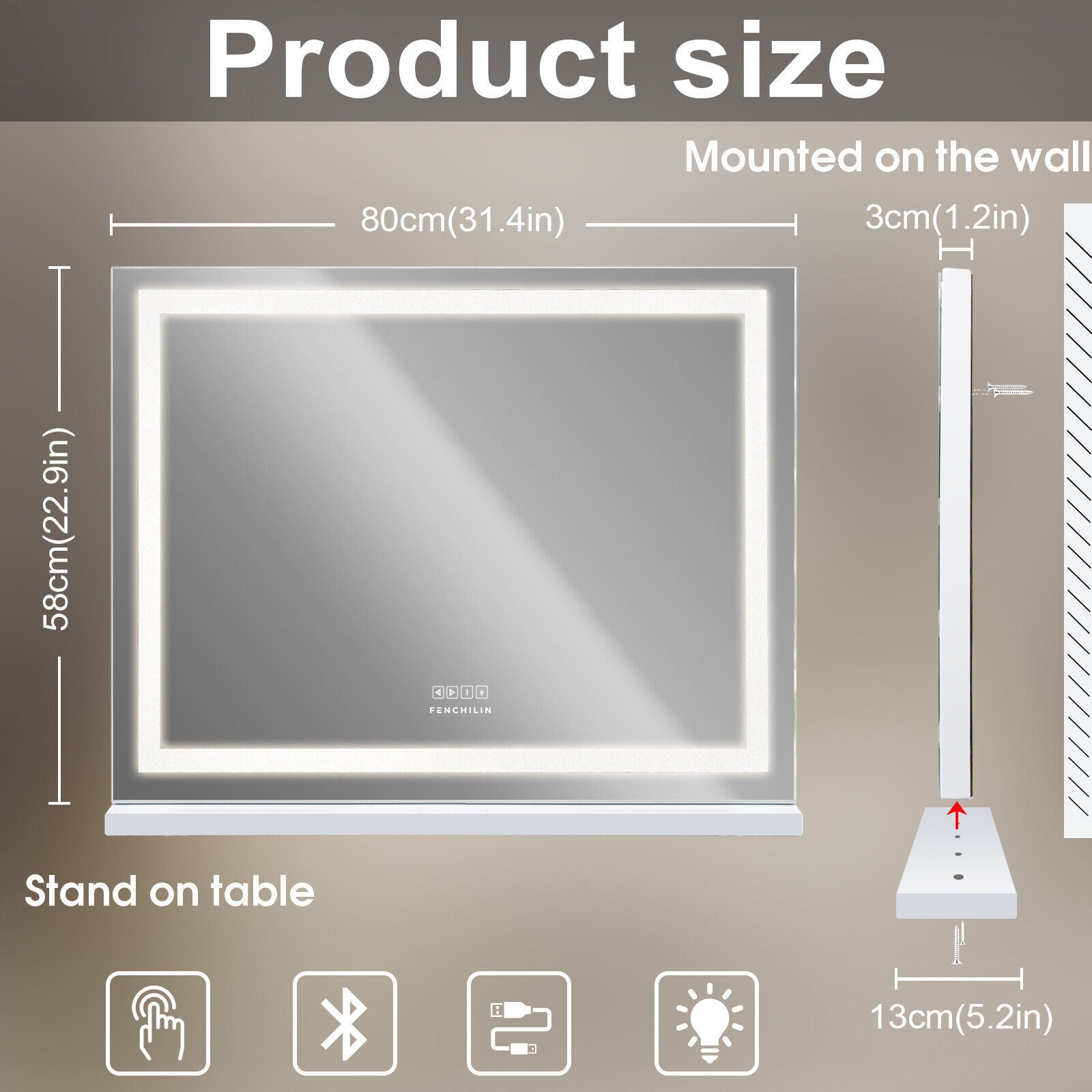 LED Makeup Mirror Bluetooth Touch Sensor Hollywood Vanity Finishing Touch Body Hair And Beauty Supplies